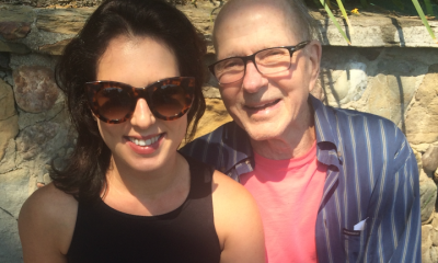 The author, left, and her father visiting the Self-Realization Fellowship Lake Shrine in Pacific Palisades, California, 2017.