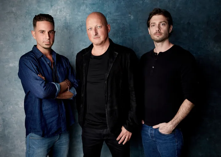 Director Dan Reed with Michael Jackson accusers Wade Robson and James Safechuck in 2019