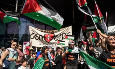 Pro-Palestinian protesters outside last year's Eurovision Song Contest