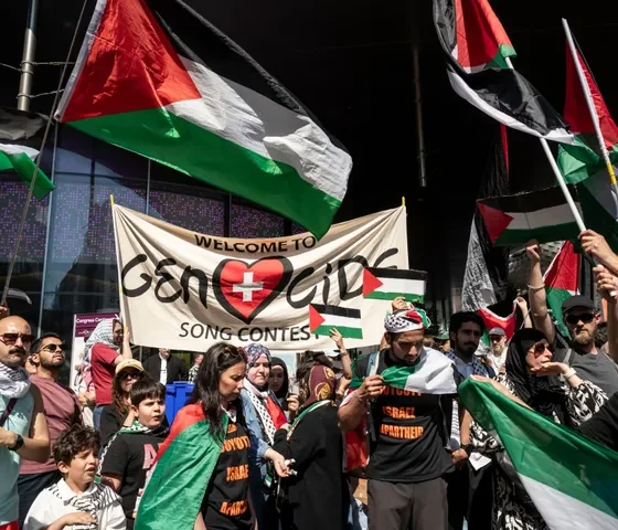Pro-Palestinian protesters outside last year's Eurovision Song Contest