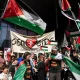Pro-Palestinian protesters outside last year's Eurovision Song Contest