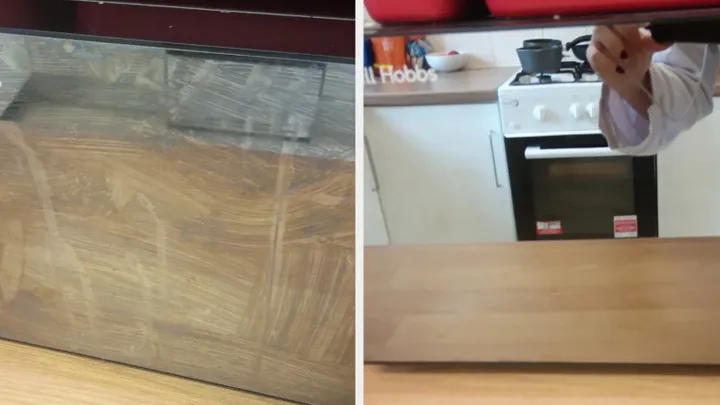 Microwave cleaned with washing-up liquid and a microfibre cloth