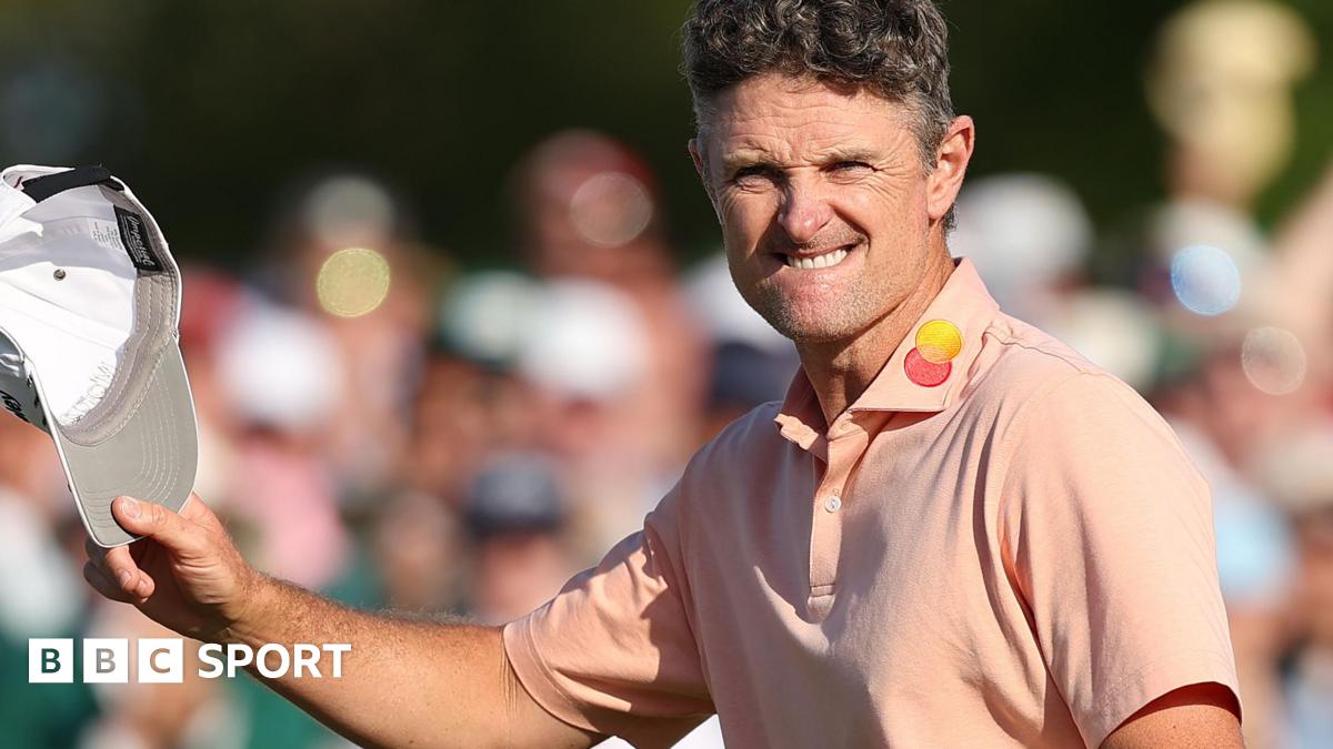 Justin Rose acknowledges the fans after finishing runner-up to Rory McIlroy at the 2025 Masters
