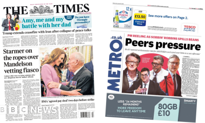 'Starmer on the ropes' and 'Sobbin' Robbins spills the beans'