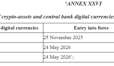 Screenshot of Part of the EU&rsquo;s 20th Sanctions Package Against Russia, Showing a Table of Prohibited Digital Assets