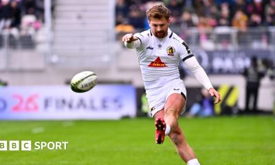 Henry Slade kicks the ball off the tee against Stade Francais earlier this season
