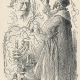 Rabbi Loew brings the Golem to life. Illustration by M. Ale&scaron;. According to the artist&rsquo;s concept, Rabbi Loew writes the sacred word &ldquo;Emet&rdquo; (truth) on the forehead of the clay giant. Source: Wikipedia.