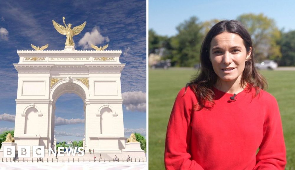 BBC at the site of Trump's planned 'triumphal arc'