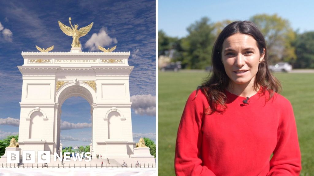 BBC at the site of Trump's planned 'triumphal arc'