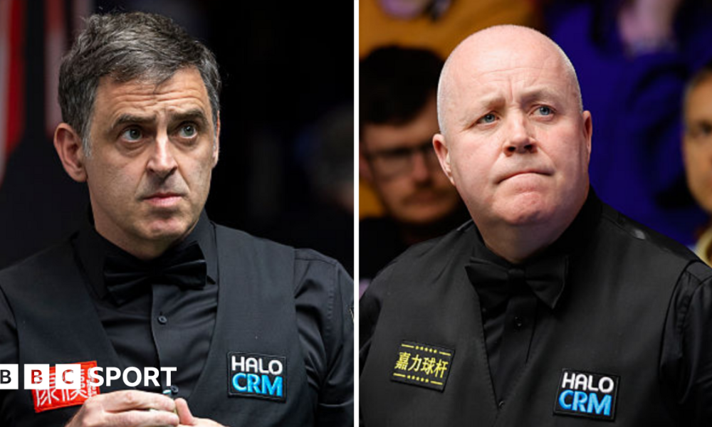 The BBC Television graphics before the Ronnie O'Sullivan v John Higgins quarter-final in 1996