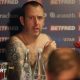 Mark Williams naked surrounded by microphones after winning his third world title in 2018