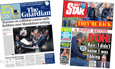 'Starmer on collision course' and 'I didn't know I was fibbing'