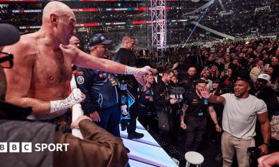 Tyson Fury and Anthony Joshua exchange words