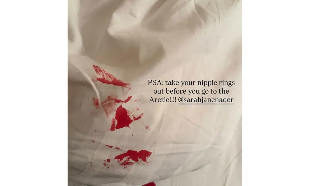 Brooks Nader Shows Bloody Pic of Sister Sarah Jane Nipple Piercing Aftermath