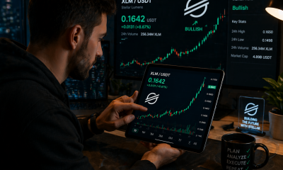 A trader analyzing a bullish XLM chart