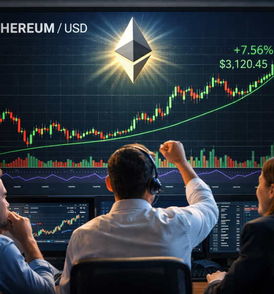 Traders staring at a bullish ethereum chart