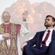 JD Vance and Pope Leo with an explosion behind them