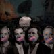 Composite image from PARC Against DARC shows UK politicians with US flag tape over their mouths and Trump looming in the background