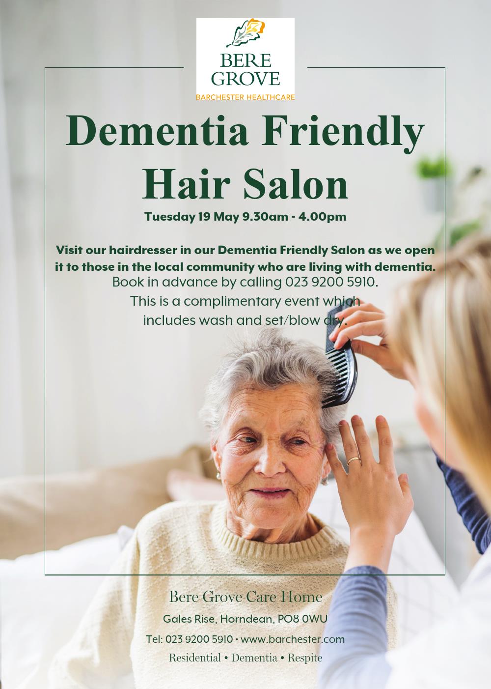 Bere Grove care Home opens a dementia-friendly hair salon to the local community