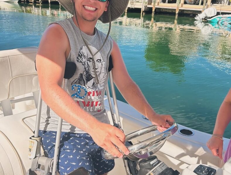 Dylan Carter on a boat