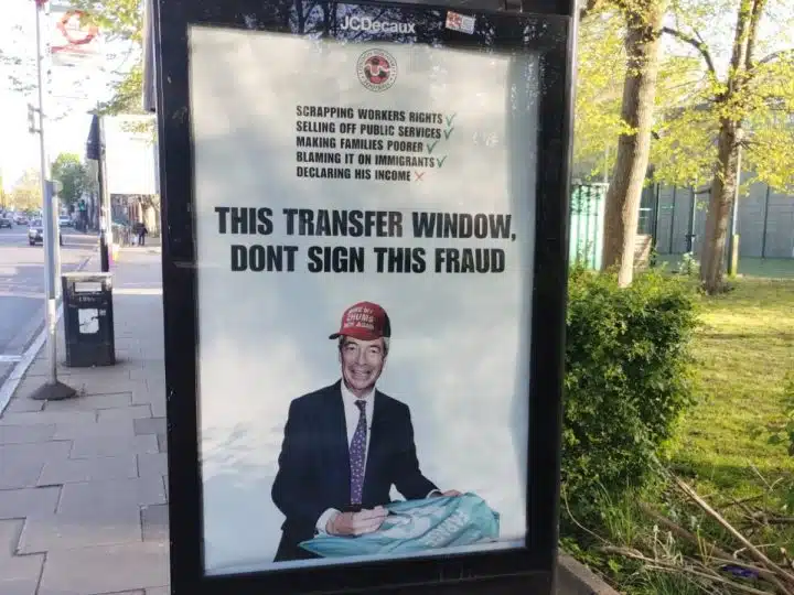 Anti-Reform poster by fan group London Solidarity Football