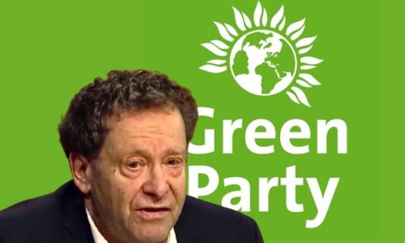 Composite image showing Jewish anti-Zionist Tony Greenstein and the Green Party logo