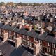 Aerial view of urban housing in the UK