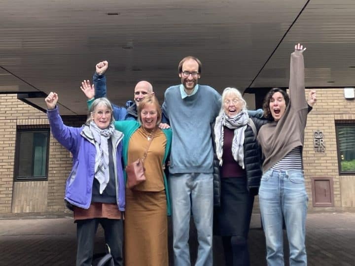 Just Stop Oil supporters following acquittal over Waterloo Bridge slow march