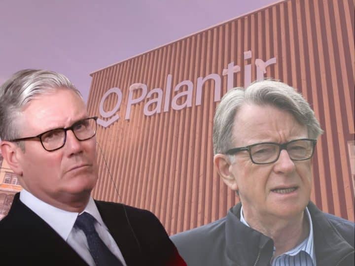 Keir Starmer, Peter Mandelson, and the Palantir logo
