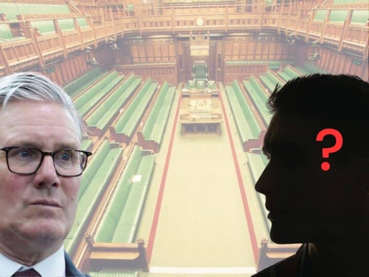 Keir Starmer and a black silhouete