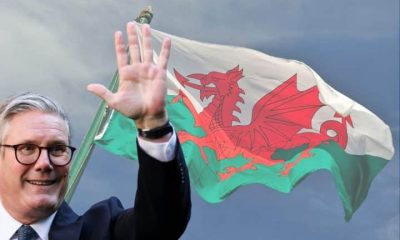 Keir Starmer and the Welsh flag, Labour