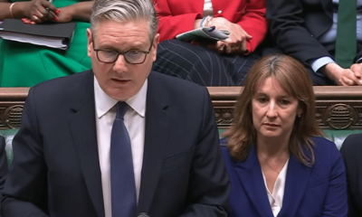 Keir Starmer stands to speak at PMQs on 22 April 2026
