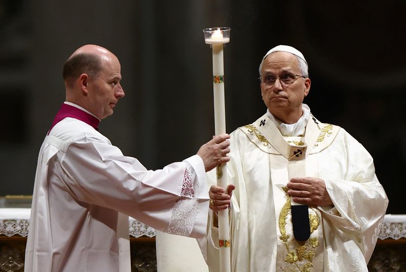 At Easter vigil, Pope Leo urges world not to grow numb to war