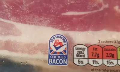 Red Tractor mark on packet of bacon Animal welfare labelling