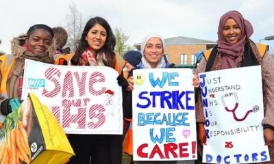 NHS workers on a picket