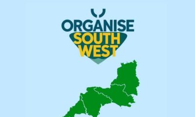 Logo for Organise South West with name and map image