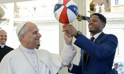 Pope Leo XIV Welcomes Harlem Globetrotters to the Vatican Spins Basketball on His Finger