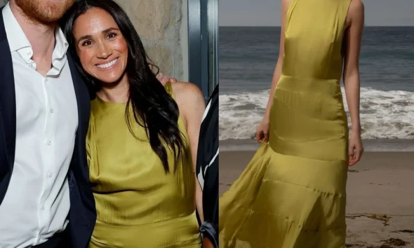 Prince Harry Meghan Markle Ted Sarandos And Nicole Avant Gather In Montecito For Netflix Party With Meghan In Olive Green Heidi Merrick Gale Dress Final 23