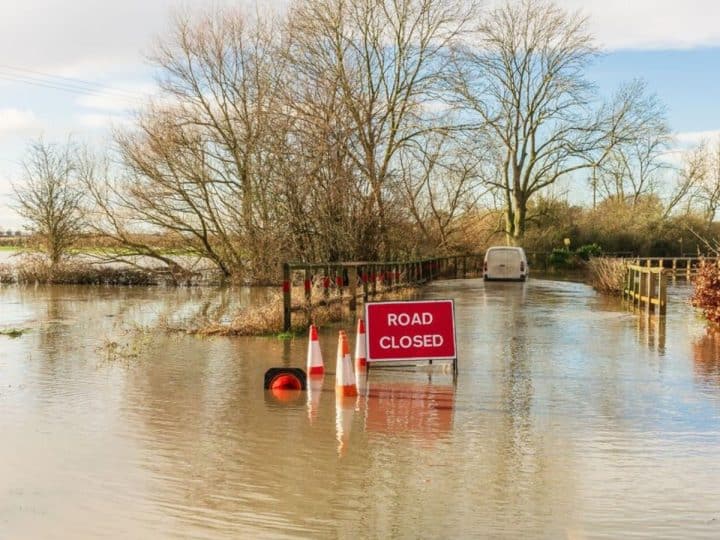 Flooded road illustrating VoteClimate voting tool