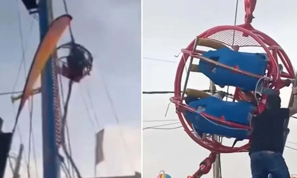 Fairground ride smashes to the ground after cable snaps in Spain | News World
