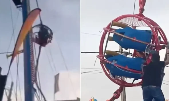 Fairground ride smashes to the ground after cable snaps in Spain | News World