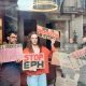 Stop EPH campaigners in the lobby of Byron House, HQ of EPUKI