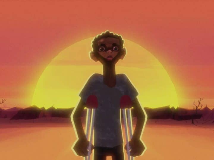 Still from Walk Twice, an animation showing the effect of explosive weapons on children in Sudan