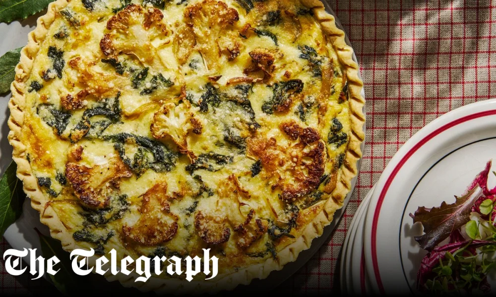 Roast cauliflower, Lancashire cheese and nutmeg tart