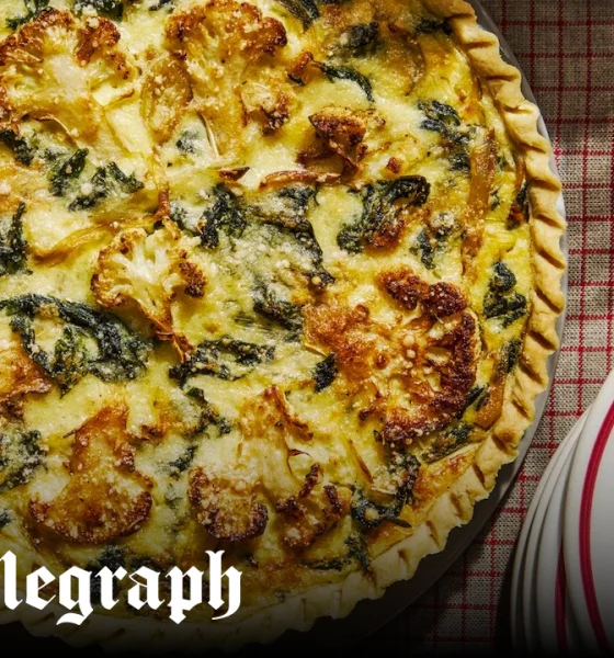 Roast cauliflower, Lancashire cheese and nutmeg tart