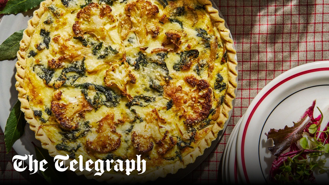 Roast cauliflower, Lancashire cheese and nutmeg tart