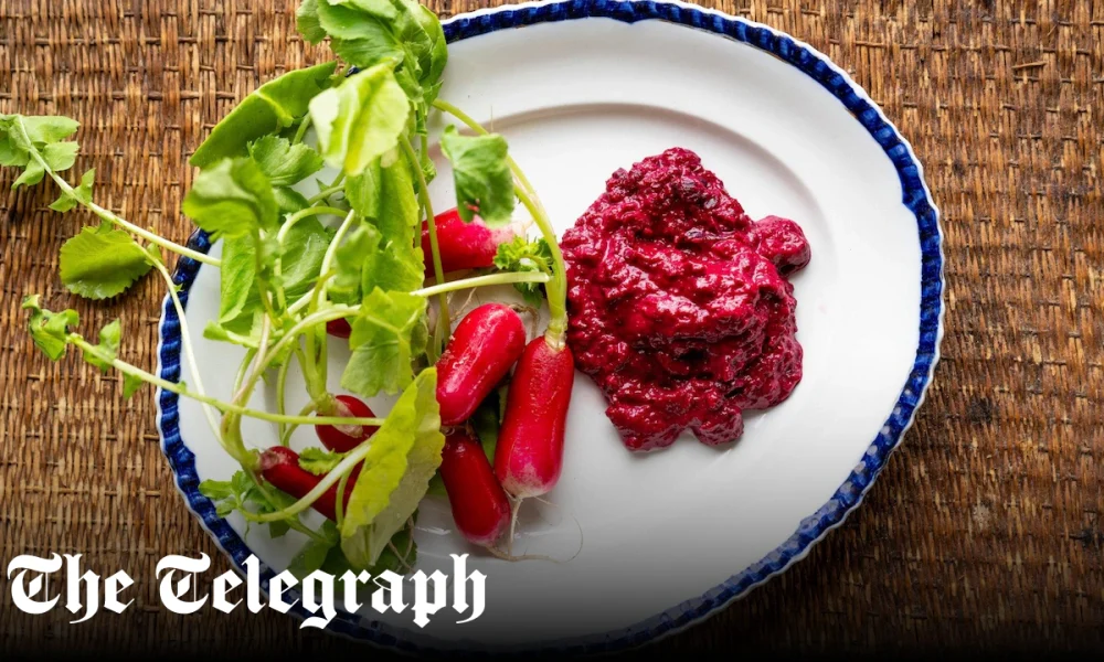 Whipped beetroot dip with radishes recipe