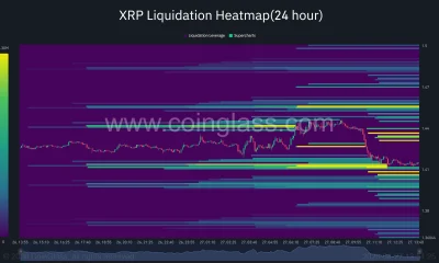 XRP 24-hour liquidation heatmap.