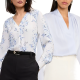 collage of 2 of the best popover blouses for work outfits