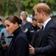 Britain's Prince Harry and Meghan, Duke and Duchess of Sussex, visit the 9/11 Memorial in Manhattan, New York City